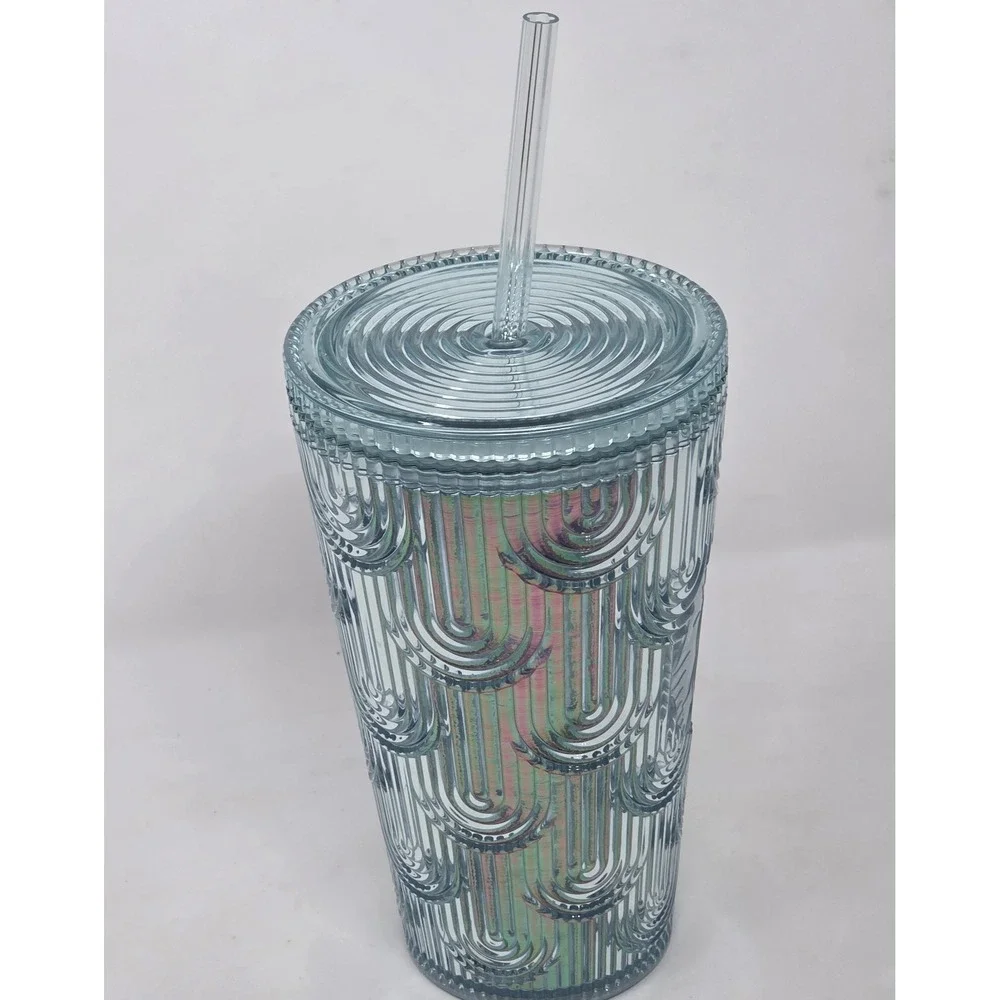 NEW Starbucks Coffee 2022 Iridescent Holographic Wave 16 oz Tumbler Cold Cup